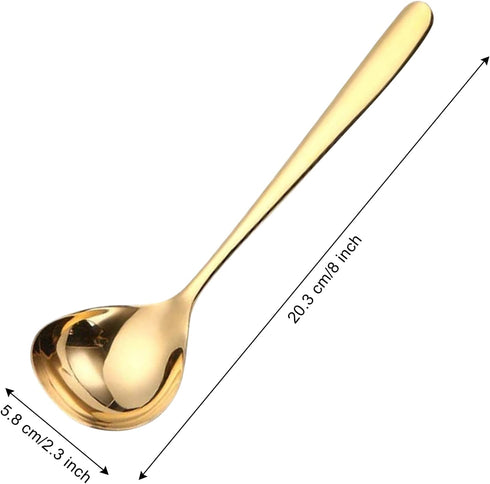 GuDoQi Soup Ladle, 3 Pack Durable 304 Stainless Steel with Polished Titanium Plated Big Volume Soup Spoon, Kitchen