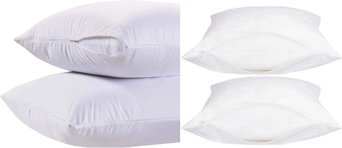 4 Pack Deluxe Zippered Vinyl Pillow Covers - Waterproof Protectors, Standard Size 20"x29"