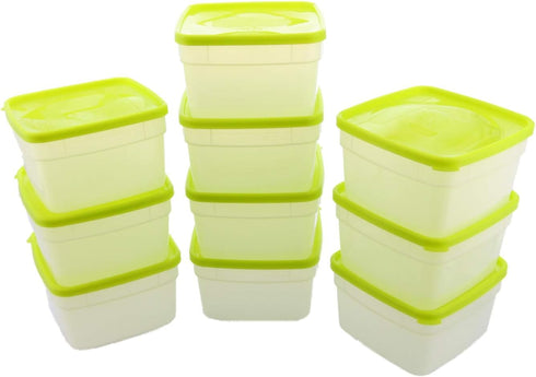 Arrow Reusable Plastic Storage Container Set, 10 Pack, 1 Pint/16 Ounce Each, BPA-Free, Dishwasher/Microwave Safe