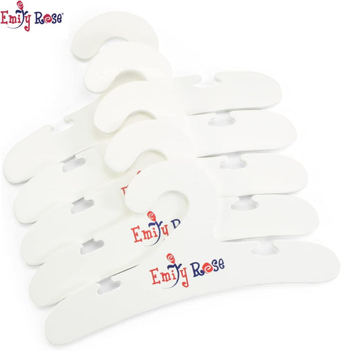 Emily Rose Value 5 Pack Painted White Wooden Doll Clothing Hangers - 18" for 16-inch - 18-inch Doll Clothes