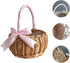Wicker Rattan Flower Basket, Hand Woven Wedding Flower Girl Basket Decoration, Candy Storage Home Decoration (S, pink)