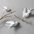 Pair of Ceramic Birds, White Wall Mounted Decor for Bathroom, Living Room, Garden Sculptures, Small