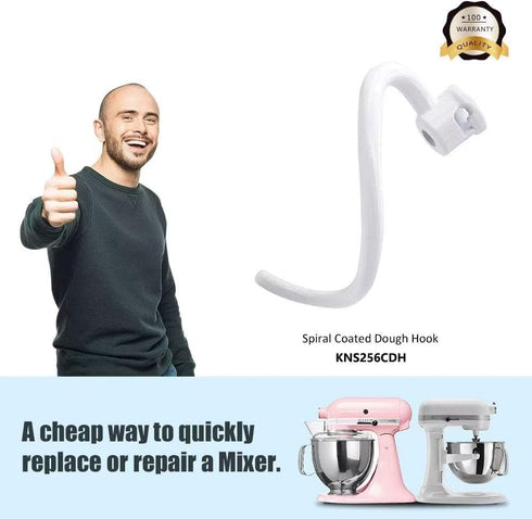 Spiral Coated Dough Hook KNS256CDH for KitchenAid Stand Mixer Bowl Lift Model