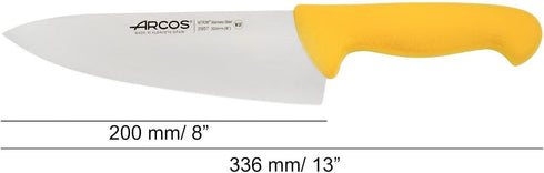 Arcos Chef Knife, 8 Inch Nitrum Stainless Steel, 200 mm Blade - Professional Multipurpose Cooking Knife, Ergonomic