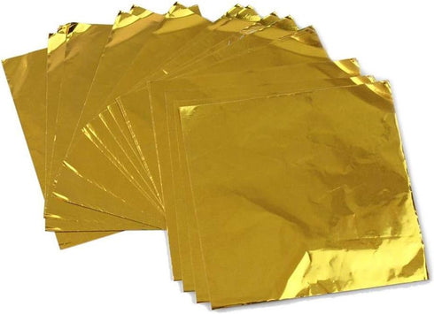 Wowagoga Foil Candy Wrappers - 6x6 Inches Gold Aluminum Foils Paper for Homemade Candies Gifts Decoration, Pack of 200