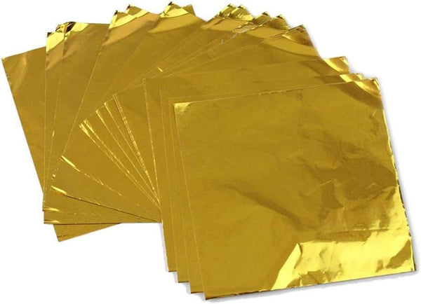 Wowagoga Foil Candy Wrappers - 6x6 Inches Gold Aluminum Foils Paper for Homemade Candies Gifts Decoration, Pack of 200