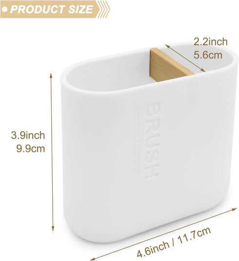 Toothbrush Holder with Bamboo Divider, 2 Slots Detachable Electric Toothbrush and Toothpaste Organizer Caddy for