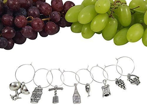 Two Gorgeous Wine Charm Sets – 18 Pieces Total, Wine Lover and World Traveler Themes