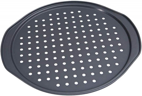 Latest 13 Inch Nonstick Carbon Steel Pizza Pan - Bakeware with Holes for Oven Baking Supplies (35x32x1.3cm)