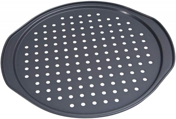 Latest 13 Inch Nonstick Carbon Steel Pizza Pan - Bakeware with Holes for Oven Baking Supplies (35x32x1.3cm)