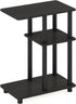 3-Tier Espresso/Black C-Shape Side Table with Shelving
