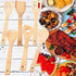 Huji Bamboo Wooden Spoons Set - Wooden Spatula Spoon for Cooking - Nonstick Kitchen Utensils