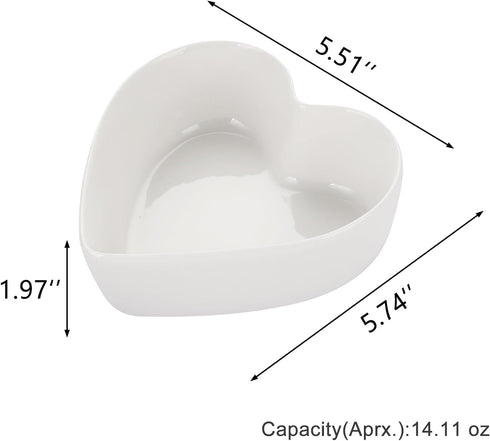 WHJY Set of 2 Cute Heart Shaped Bowls,White Candy Dish, Cute Candy Bowl for Valentines Day, Date Night by WHJY