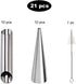 Stainless Steel Cream Horn Molds - 21 Pcs Cannoli Form Tubes & Conical Mold