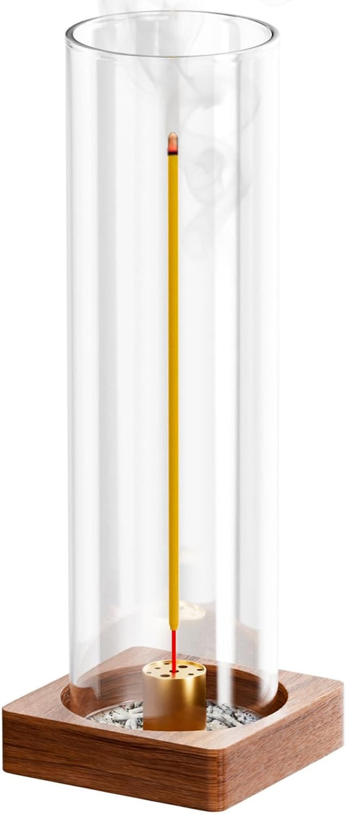 Incense Holder for Sticks - Ash Catcher with Removable Glass, Mess-Free Incense Burner for Meditation Relaxation