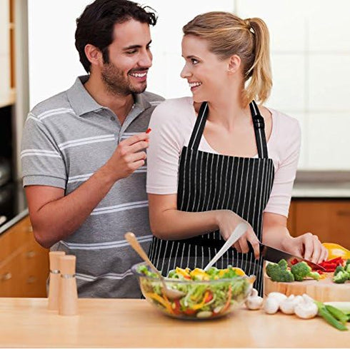 Syntus 2 Pack Adjustable Bib Apron - Waterdrop Resistant Kitchen Aprons with 2 Pockets for Men and Women Chef
