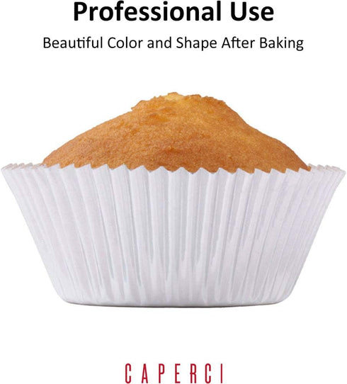 Caperci Standard White Foil Cupcake Liners 150-Pack, Premium Greaseproof Muffin Wrappers for Baking