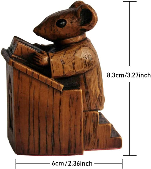 Church Mouse Statue, Wooden Church Mouse in The Pulpit Collectible Figurine for Home and Office Desktop Decor, Mouse Ornament On The Pulpit Sculpture for Home Outdoor Garden Decor