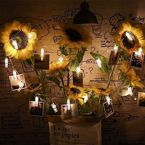 Cobus CozyHome 5.5YD 30x - photo string with clips battery with timer remote | light clips led | hanging fairy picture