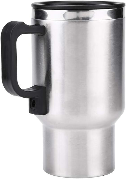 12V Electric Car Cup, 450ml Travel Heating Mug, Stainless Steel Coffee Tea Kettle for 12V Power Source