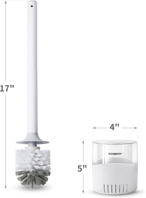 BOOMJOY Toilet Bowl Brush with Holder - Durable Toilet Cleaner Brush with Dense Bristles & Clear Base for Bathroom
