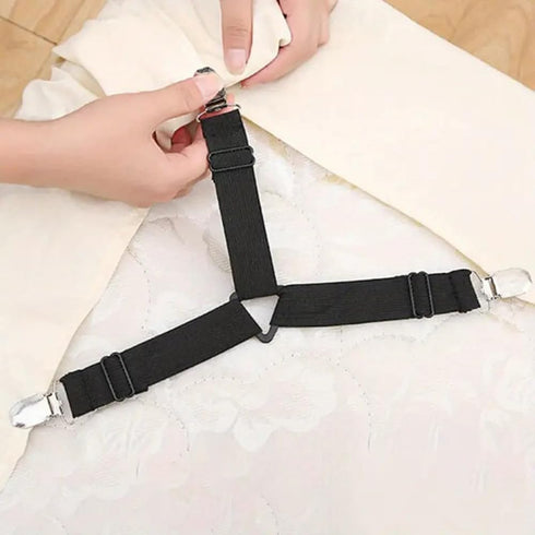 4Pcs RZJZGZ Bed Fitted Sheet Straps Clips Adjustable Crisscross Sheets Clip Holder Fasteners Suspenders for Mattress