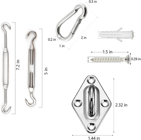 yofit Shade Sail Hardware Kit 5 inch for Triangle Rectangle Sun Shade Sail Installation, 304 Grade Stainless for Garden Outdoors, 80 Pcs by YOFIT