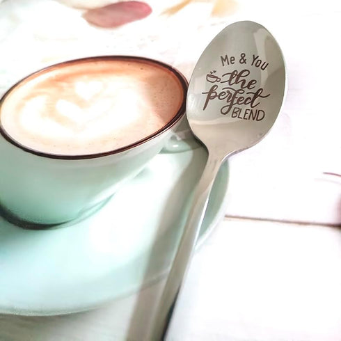 Anniversary Christmas Gifts for Couple, Me & You the Perfect Blend Spoon for Coffee Tea Lovers, Funny Birthday