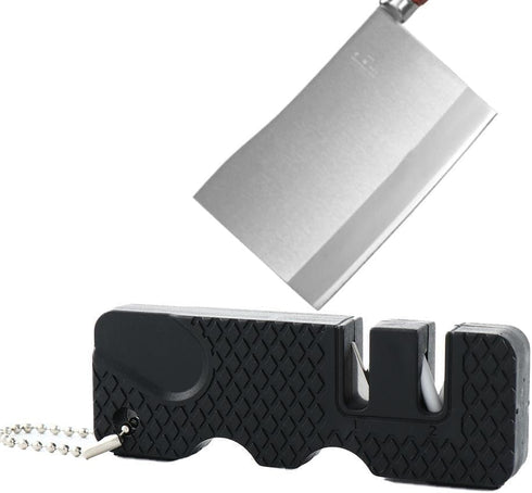 Black Pocket Knife Sharpener, Kitchen Knife Sharpener, Handheld Keychain Tool for Outdoor Camping & Scissors