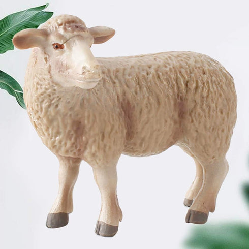 Kisangel Realistic Merino Sheep Figure, Small Lamb Farm Animals Model, Plastic Barn Figurines for Collection Desk