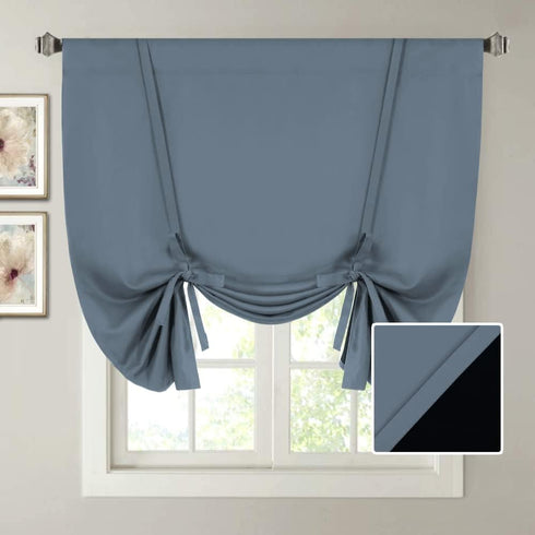 H.VERSAILTEX 100% Blackout Curtains for Small Windows, Stone Blue, 42 inches W by 63 inches L