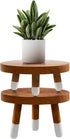 9" 4"+6" Tall-2 Pack Round Dip Dyed Teak Plant Stand |Wood Risers for Decor | Wood Pedestal Stand Riser