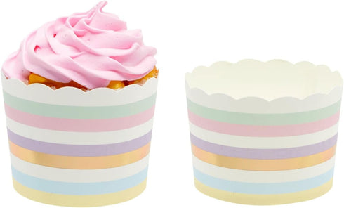 Sparkle and Bash 50-Pack Pastel Cupcake Liners, Large Paper Baking Cups for Birthdays, Bake Sales