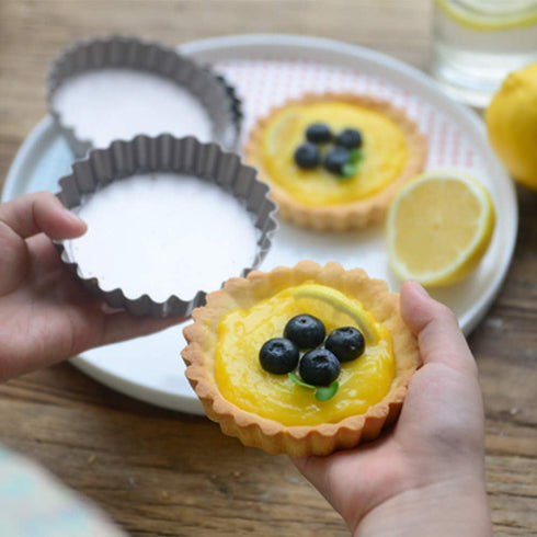 Webake 4 Inch Mini Tart Pan Set of 6, Non-Stick Small Tart Mold with Removable Bottom