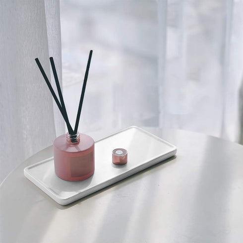 Ceramic Kitchen Tray - Bathroom Sink Organizer, Small Rectangle Candle & Jewelry Tray in White