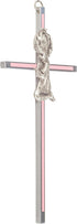 Praying Little Girl Pink Metal Hanging Wall Cross, 6 Inch