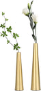 Vixdonos Gold Metal Vase Set of 2, 10.5/8.5 inch Taper Vases for Wedding Table Centerpiece Decorations, Home Decor