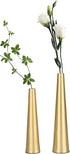 Vixdonos Gold Metal Vase Set of 2, 10.5/8.5 inch Taper Vases for Wedding Table Centerpiece Decorations, Home Decor