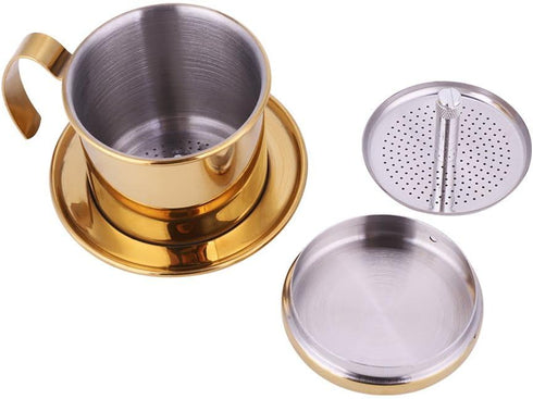 Stainless Steel Vietnamese Coffee Maker Filters, Drip Coffee Filter Pot, Single Serving Cup for Coffee Lovers