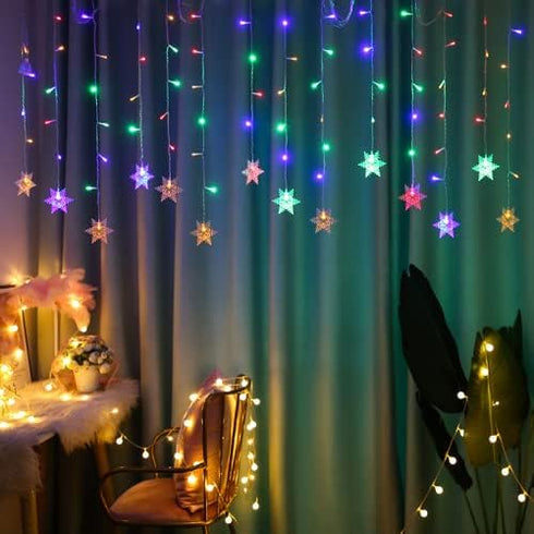 MBVBN Lights,19ft/6M 96 8 LED Curtain LED Snowflake Curtain String Lights Plug-in Window Curtain Lights with Modes