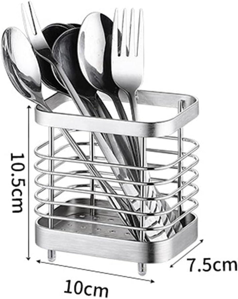 Kitchen Utensil Holder, Stainless Steel Sink Utensil Holder Countertop, Kitchen Utensil Drying Caddy, Cutlery Drainer for Kitchen Utensil, Rust-Proof Cutlery Utensil Organizer (silver) by ANHORTS