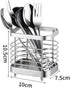Kitchen Utensil Holder, Stainless Steel Sink Utensil Holder Countertop, Kitchen Utensil Drying Caddy, Cutlery Drainer for Kitchen Utensil, Rust-Proof Cutlery Utensil Organizer (silver) by ANHORTS