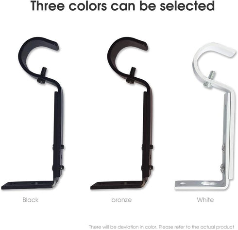 Curtain Rod Brackets Heavy Duty - Adjustable Drapery Hardware for 7/8 or 1 Inch Rods, Set of 3 (White)