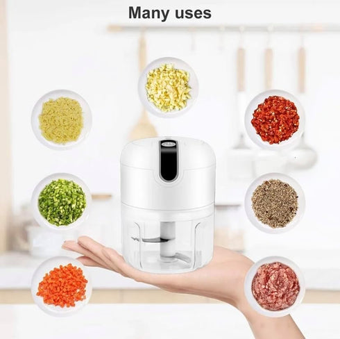 Electric Stainless Steel Garlic Chopper with 3 Blades for Food Processing Meat and Vegetables