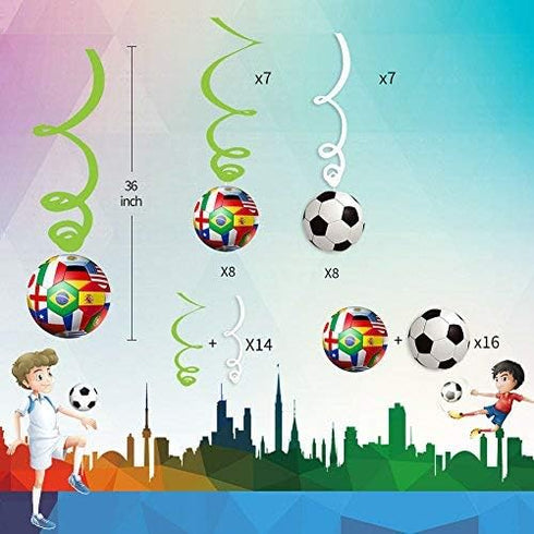30CT Soccer Hanging Swirl Decorations for Soccer Party Supplies Theme Birthday Party