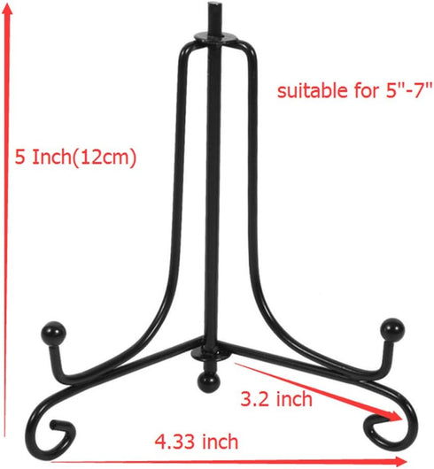 (2 Pack) Iron Display Stand - Black Iron Easel Plate Display Photo Holder Stand for Picture Frames, Cookbooks, Art