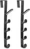 5 Layers Over The Door Hook Organizer Rack Hanger, Pack of 2 (Black) for Backpack Handbag