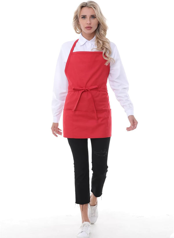Chef Aprons for Men and Women with Pockets, Server Aprons for Cooking