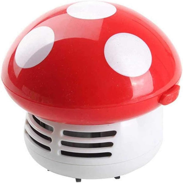 HONBAY Mini Cute Table Dust Vacuum Cleaner - Mushroom Shaped Portable Corner Desk Vacuum Cleaner (RED)