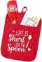 Baking Gift Pot Holder Set - R HORSE 3Pcs Red Pot Holder with Silicone Spatula, Heat Resistant Oven Mitts.